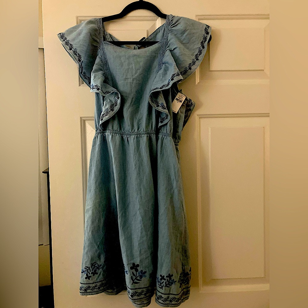 Old Navy denim shorts sleeve ruffle dress
